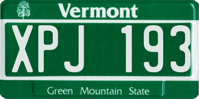 VT license plate XPJ193