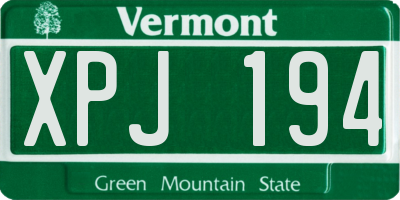 VT license plate XPJ194