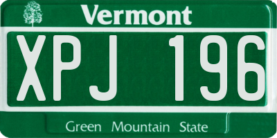 VT license plate XPJ196