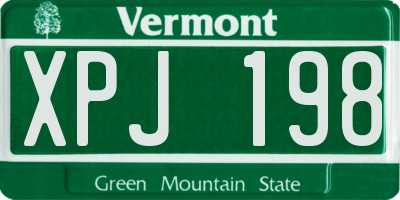 VT license plate XPJ198