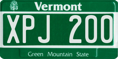 VT license plate XPJ200