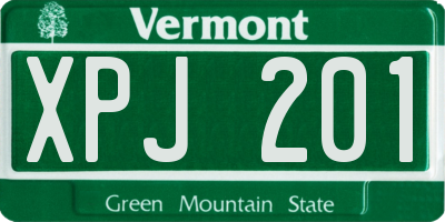 VT license plate XPJ201