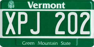 VT license plate XPJ202