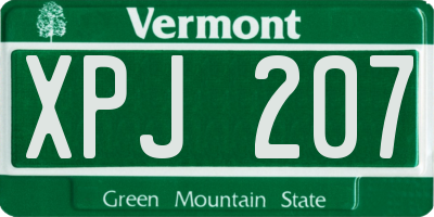 VT license plate XPJ207