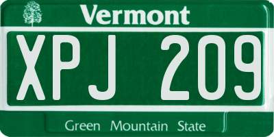 VT license plate XPJ209