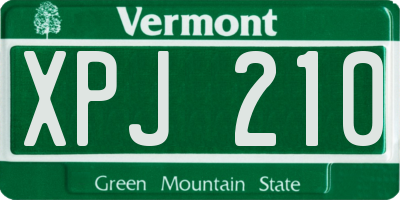 VT license plate XPJ210
