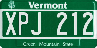 VT license plate XPJ212