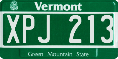 VT license plate XPJ213