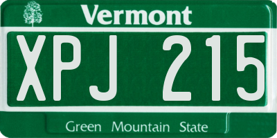 VT license plate XPJ215