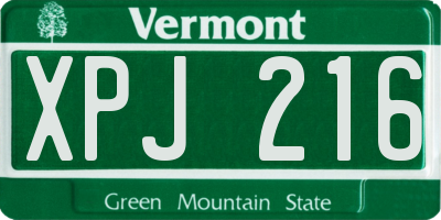 VT license plate XPJ216