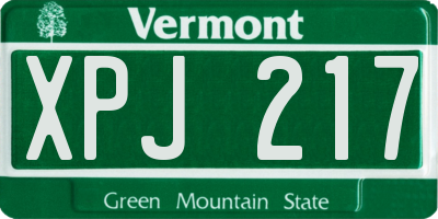 VT license plate XPJ217