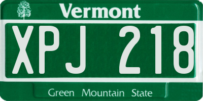 VT license plate XPJ218