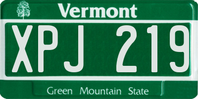 VT license plate XPJ219