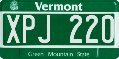 VT license plate XPJ220