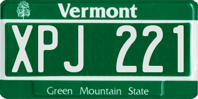 VT license plate XPJ221