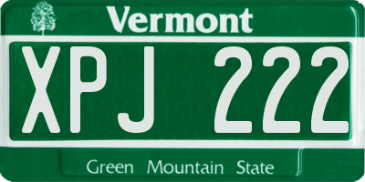 VT license plate XPJ222