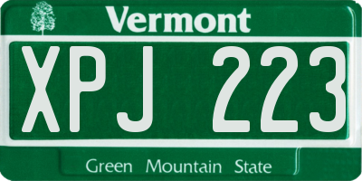 VT license plate XPJ223