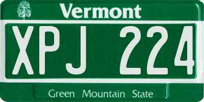 VT license plate XPJ224