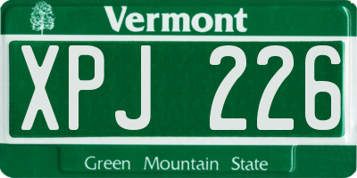 VT license plate XPJ226
