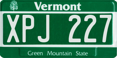 VT license plate XPJ227