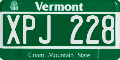 VT license plate XPJ228