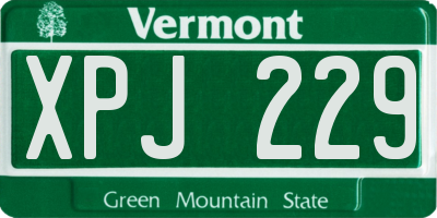 VT license plate XPJ229