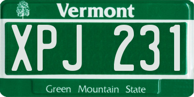 VT license plate XPJ231