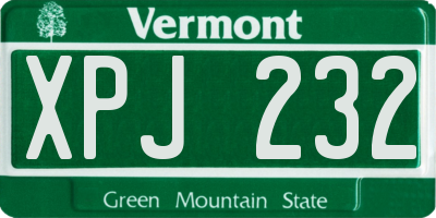 VT license plate XPJ232