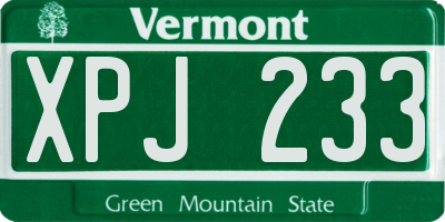 VT license plate XPJ233