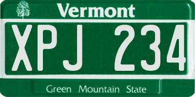 VT license plate XPJ234