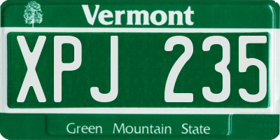 VT license plate XPJ235