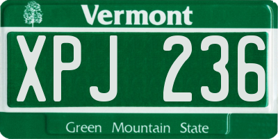 VT license plate XPJ236