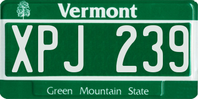 VT license plate XPJ239