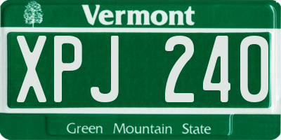 VT license plate XPJ240