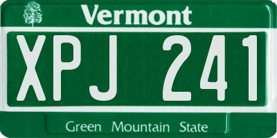 VT license plate XPJ241