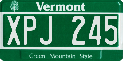 VT license plate XPJ245