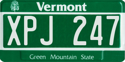 VT license plate XPJ247