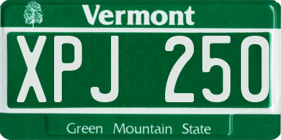 VT license plate XPJ250