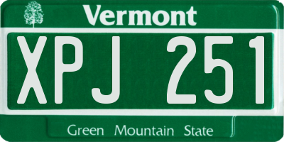 VT license plate XPJ251