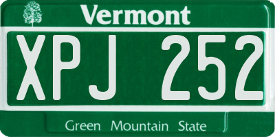 VT license plate XPJ252