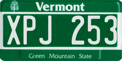 VT license plate XPJ253
