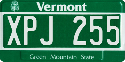 VT license plate XPJ255