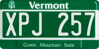 VT license plate XPJ257