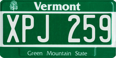 VT license plate XPJ259