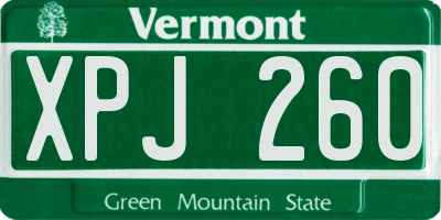 VT license plate XPJ260