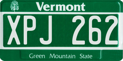 VT license plate XPJ262