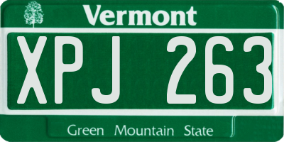 VT license plate XPJ263