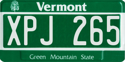 VT license plate XPJ265
