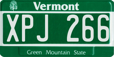 VT license plate XPJ266