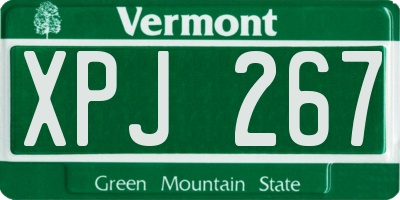 VT license plate XPJ267